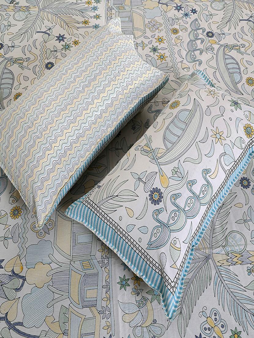 texstylers cotton printed kantha pattern jaipuri king size bedsheet with 2 pillow covers - 20893293 - Standard Image - 3