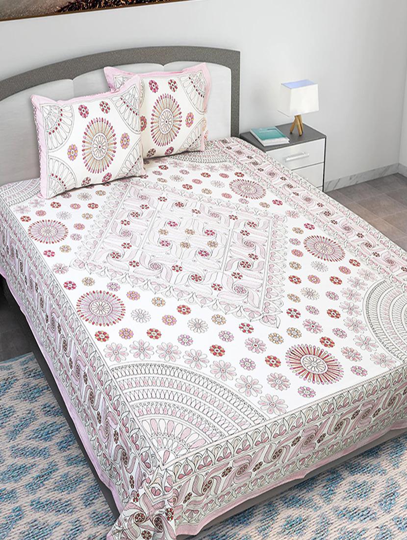 texstylers cotton printed kantha pattern jaipuri king size bedsheet with 2 pillow covers - 20893295 - Zoom Image - 0