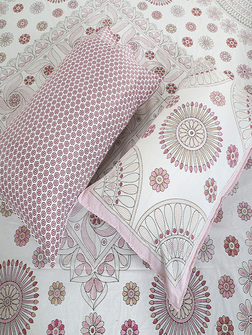 texstylers cotton printed kantha pattern jaipuri king size bedsheet with 2 pillow covers - 20893295 - Standard Image - 3