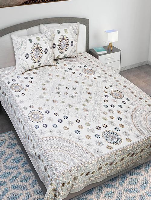 texstylers cotton printed kantha pattern jaipuri king size bedsheet with 2 pillow covers - 20893296 -  Standard Image - 0
