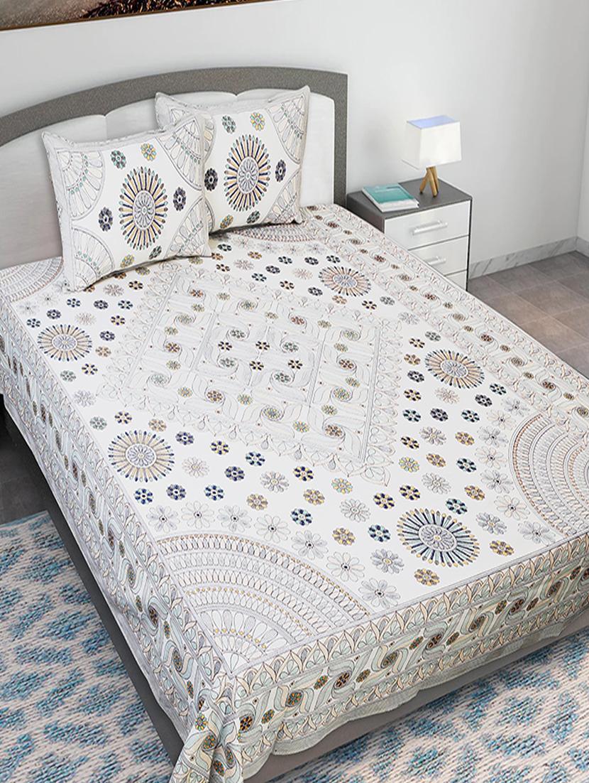 texstylers cotton printed kantha pattern jaipuri king size bedsheet with 2 pillow covers - 20893296 -  Zoom Image - 0