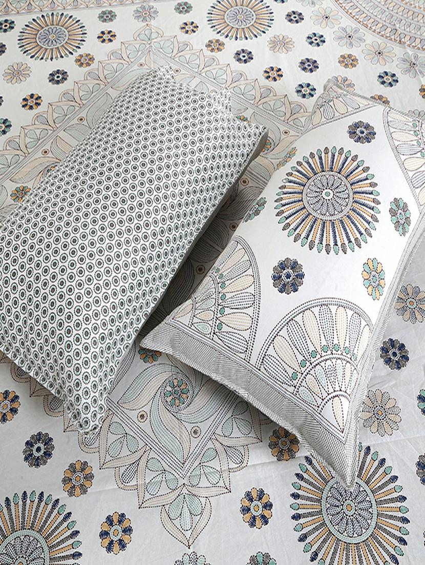 texstylers cotton printed kantha pattern jaipuri king size bedsheet with 2 pillow covers - 20893296 - Standard Image - 3