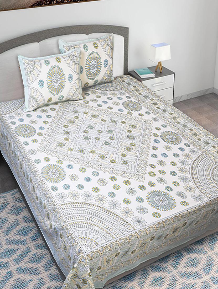 texstylers cotton printed kantha pattern jaipuri king size bedsheet with 2 pillow covers - 20893297 - Zoom Image - 0