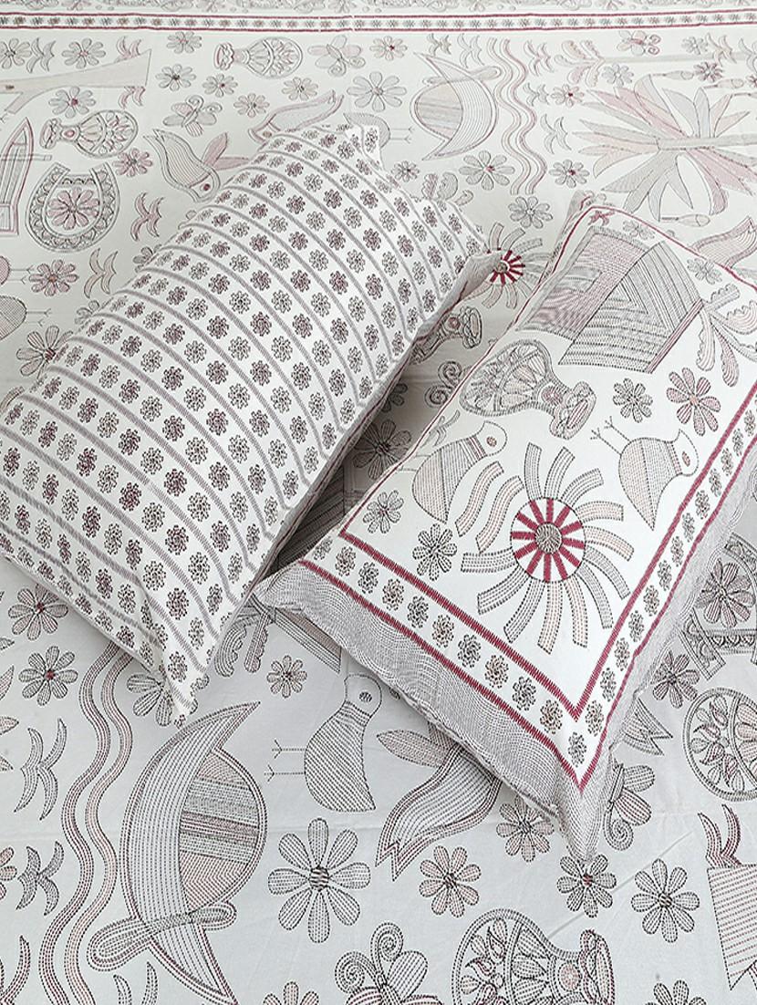 texstylers cotton printed kantha pattern jaipuri king size bedsheet with 2 pillow covers - 20893299 - Standard Image - 3