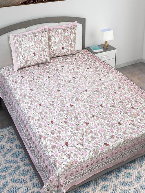 texstylers cotton printed kantha pattern jaipuri king size bedsheet with 2 pillow covers - 20893303 - Standard Image - 0