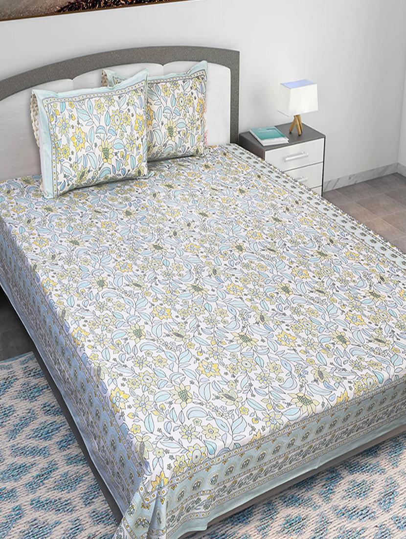texstylers cotton printed kantha pattern jaipuri king size bedsheet with 2 pillow covers - 20893304 - Zoom Image - 0