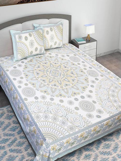 texstylers cotton printed kantha pattern jaipuri king size bedsheet with 2 pillow covers - 20893307 - Standard Image - 0