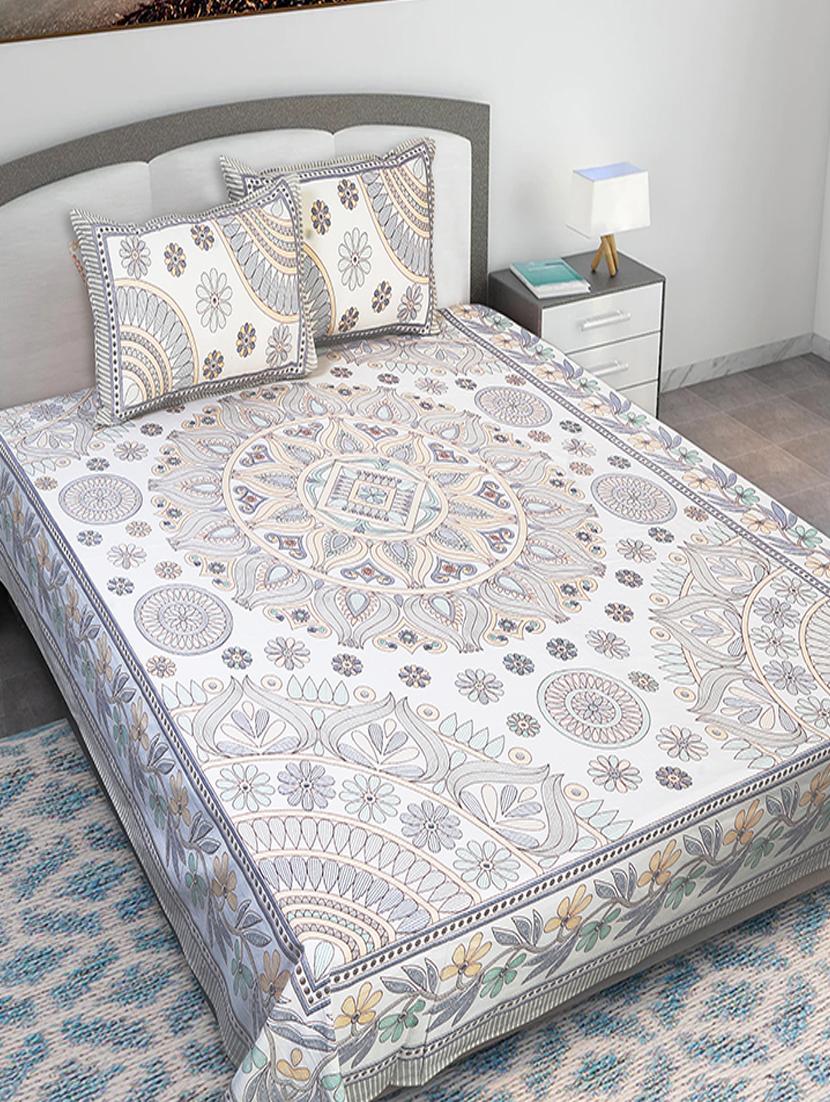 texstylers cotton printed kantha pattern jaipuri king size bedsheet with 2 pillow covers - 20893308 - Zoom Image - 0