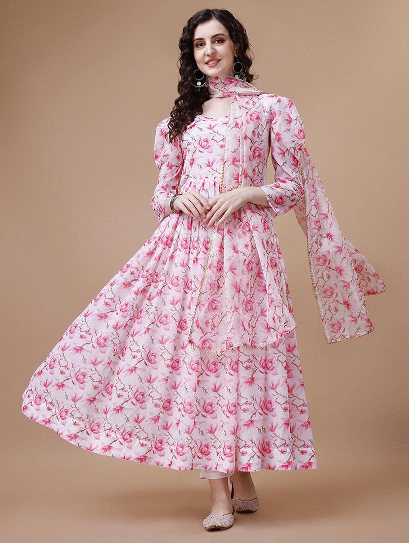 women pink floral printed kurta pant set with dupatta - 20893338 -  Zoom Image - 0
