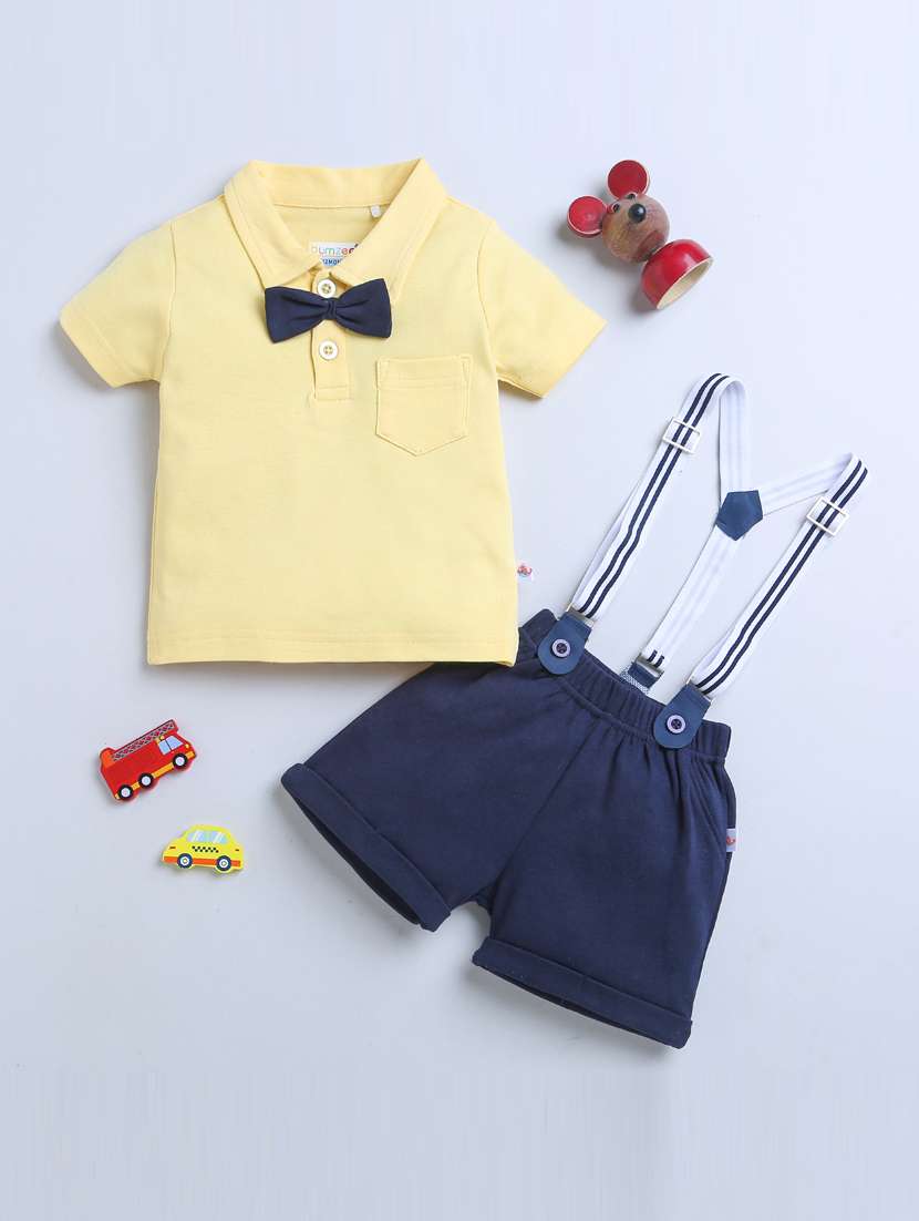 solid navy blue dungaree twin set