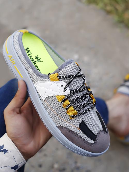 grey synthetic sneakers - 20893557 -  Standard Image - 0