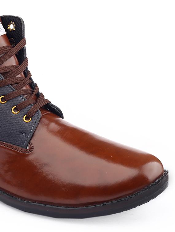 brown color block lace up boot - 20893565 - Standard Image - 5
