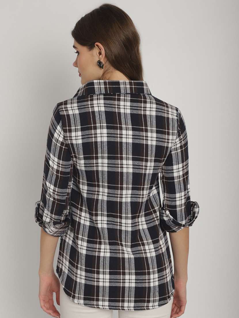blue checked printed regular shirt - 20893579 -  Standard Image - 3