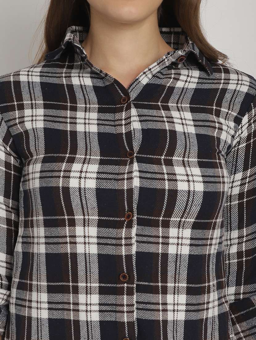blue checked printed regular shirt - 20893579 -  Standard Image - 5