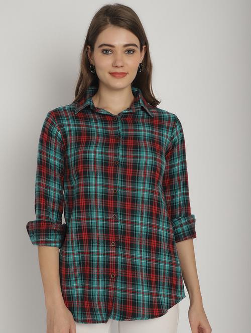 green checked printed regular shirt - 20893581 - Standard Image - 0