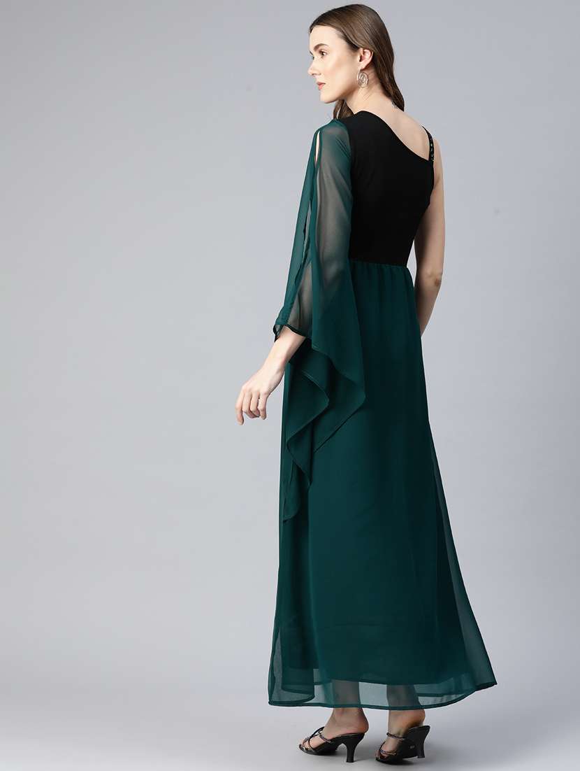women bottle green sequin asymmetric maxi dress - 20893696 -  Standard Image - 3
