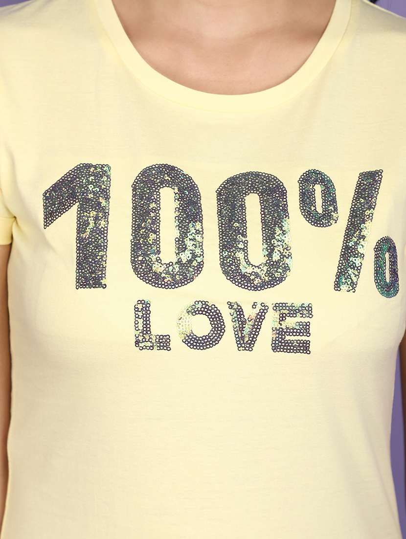 pastel yellow cotton typography t-shirt - 20893852 -  Standard Image - 5