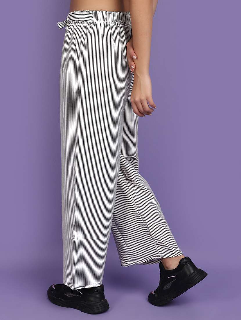 white & black striped wide leg trouser - 20893859 -  Standard Image - 3