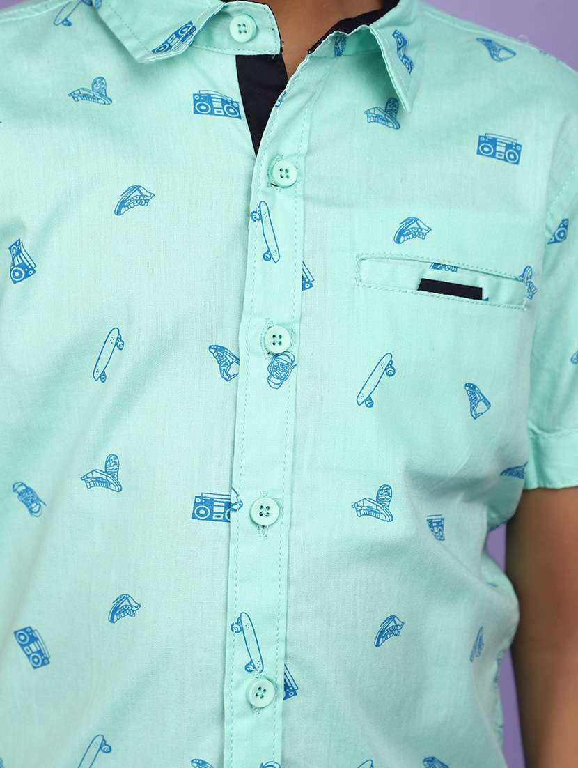 light green cotton printed shirt - 20893924 -  Standard Image - 5