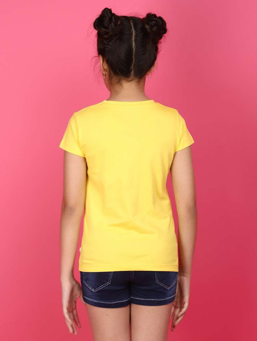 yellow cotton chest print tee - 20893925 -  Standard Image - 3