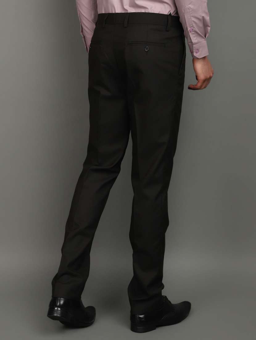 brown cotton flat front  formal trouser - 20893956 -  Standard Image - 3
