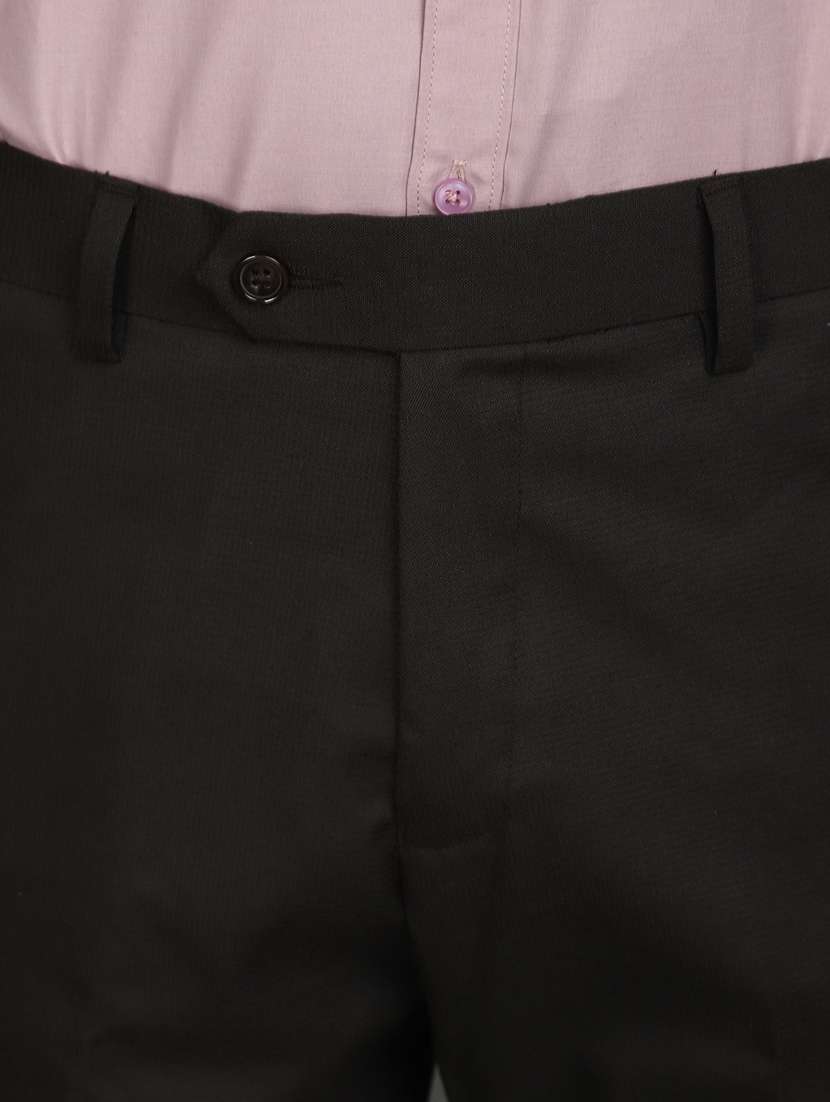brown cotton flat front  formal trouser - 20893956 -  Standard Image - 5