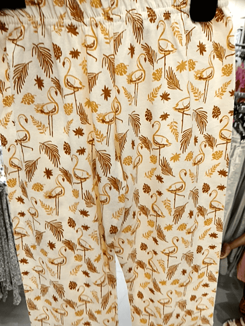 off white cotton single jersey shorts and threefourth - 20893983 - Standard Image - 0