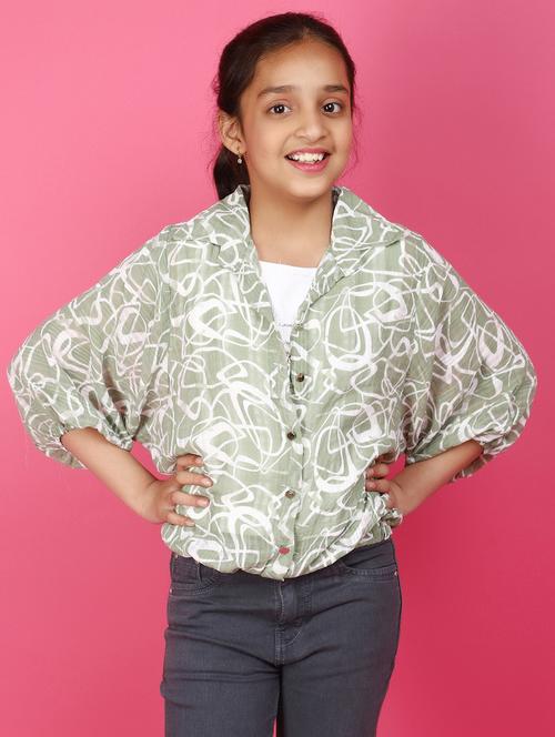 girls green printed regular top - 20893997 -  Standard Image - 0
