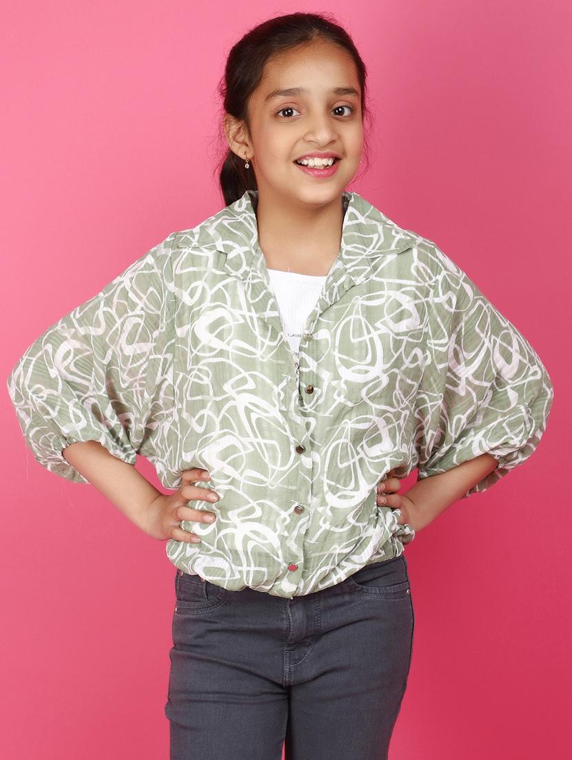 girls green printed regular top - 20893997 -  Zoom Image - 0