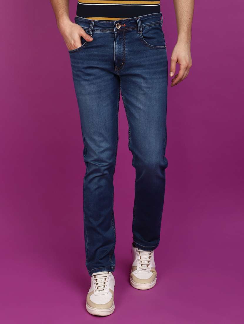 men mid rise washed denim jeans
