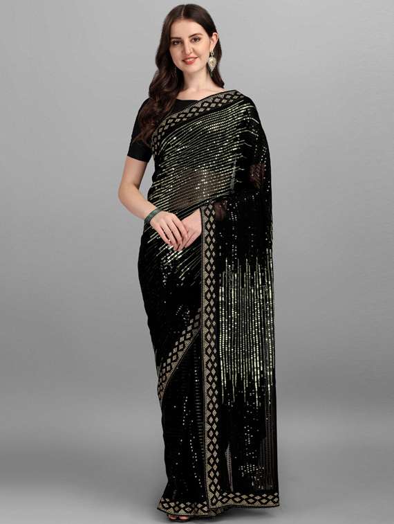 women sequined work saree with blouse