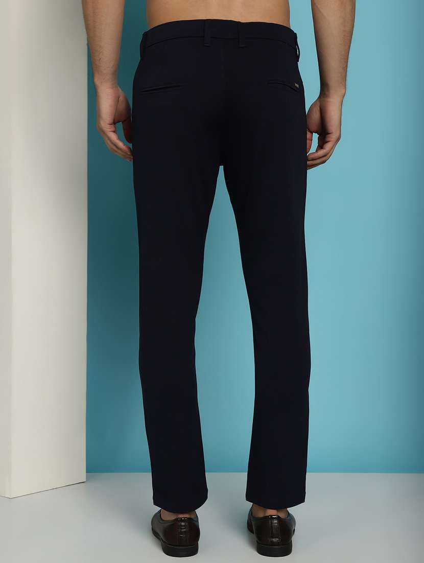 navy blue cotton chinos casual trousers - 20894831 -  Standard Image - 3