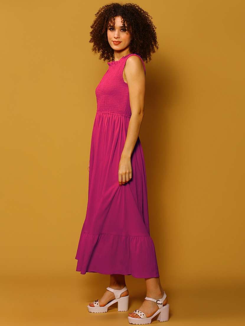 women pink solid fit & flare dress