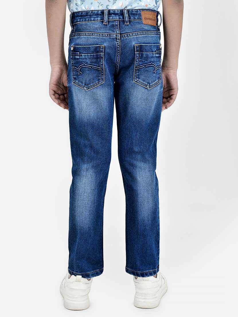 kids solid dark blue washed jeans - 20894949 -  Standard Image - 3