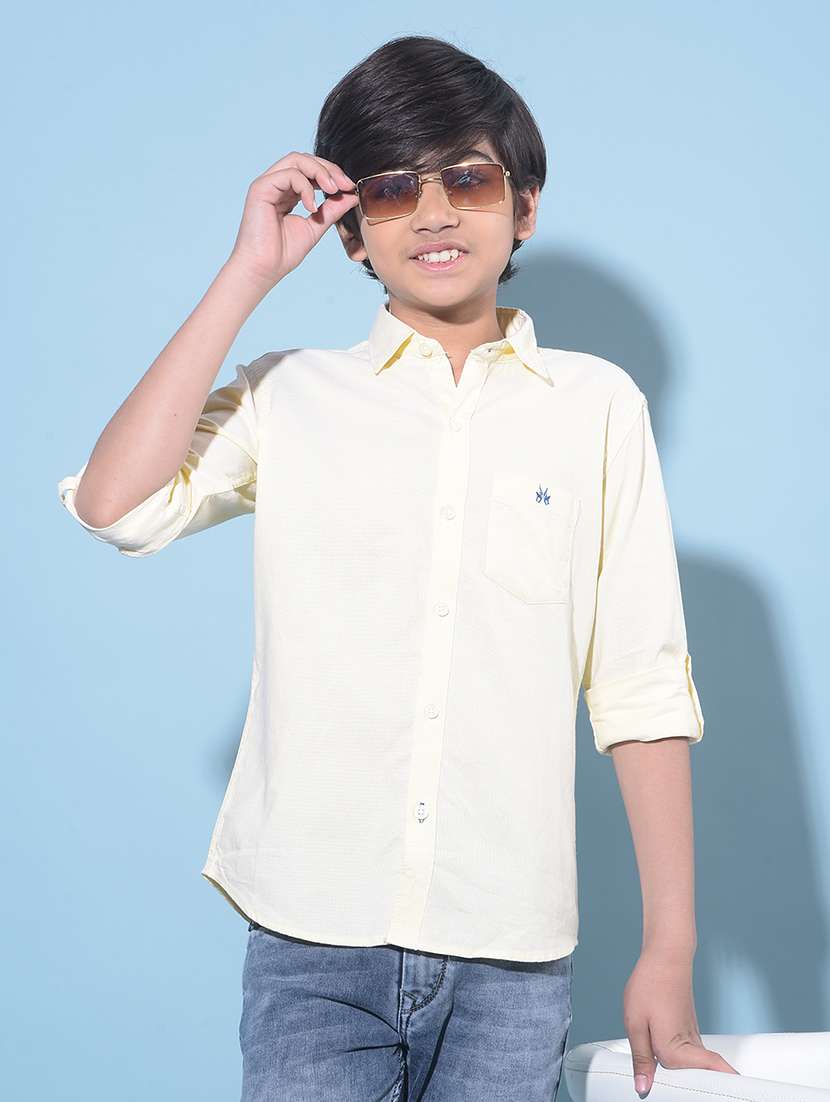boys' classic solid color regular shirt