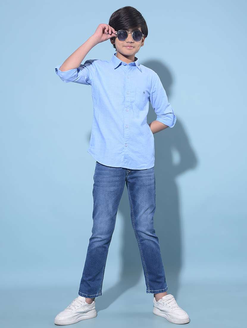 boys' mandarin collar solid color shirt - 20894982 -  Standard Image - 5