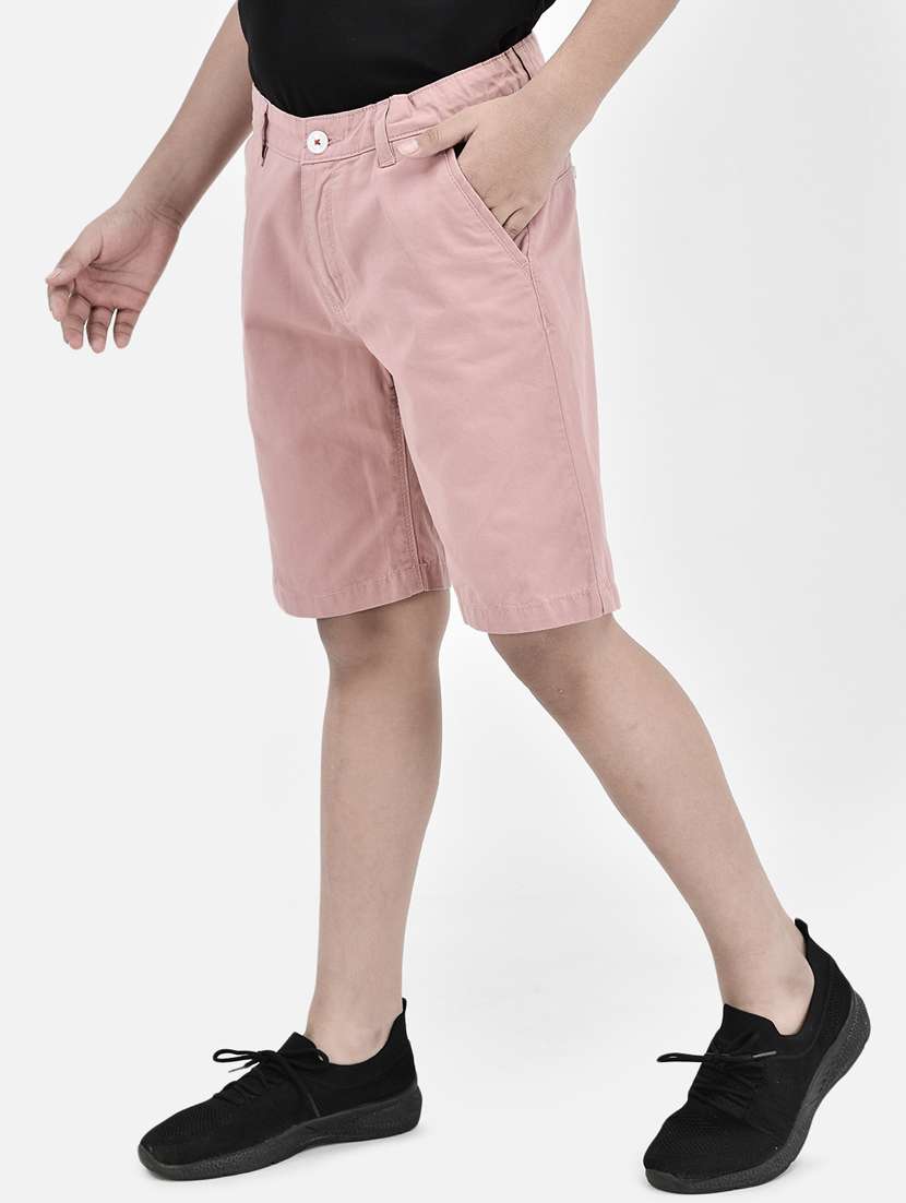 kids solid pink three fourth shorts