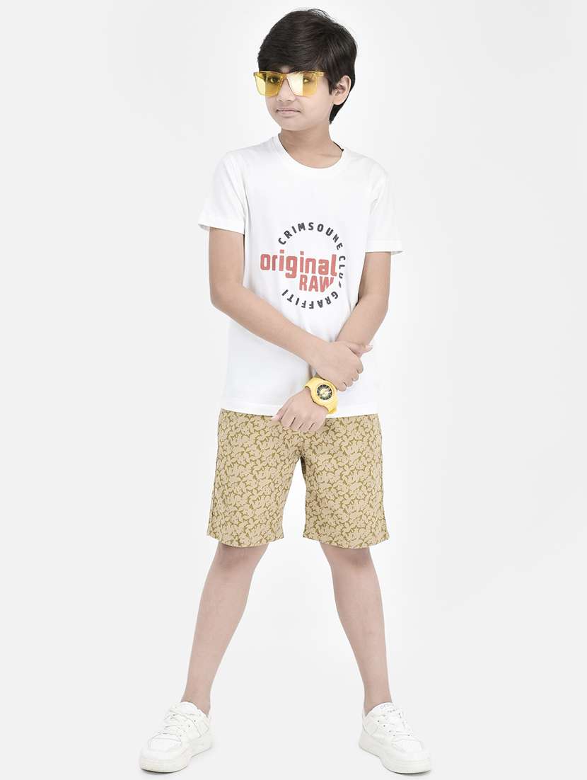 kids beige printed three fourth shorts - 20894995 -  Standard Image - 3