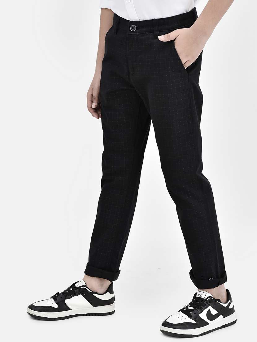 kids black checked chinos trouser