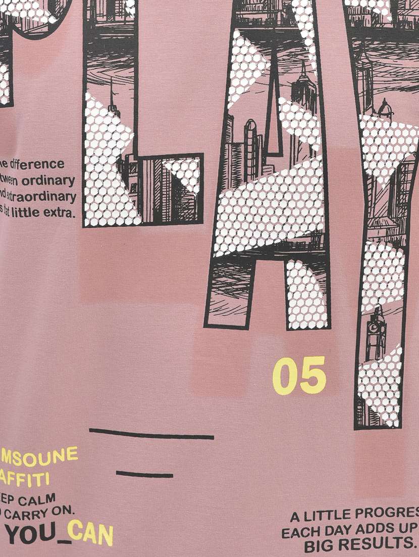 mauve cotton typographic t-shirt - 20895026 -  Standard Image - 5