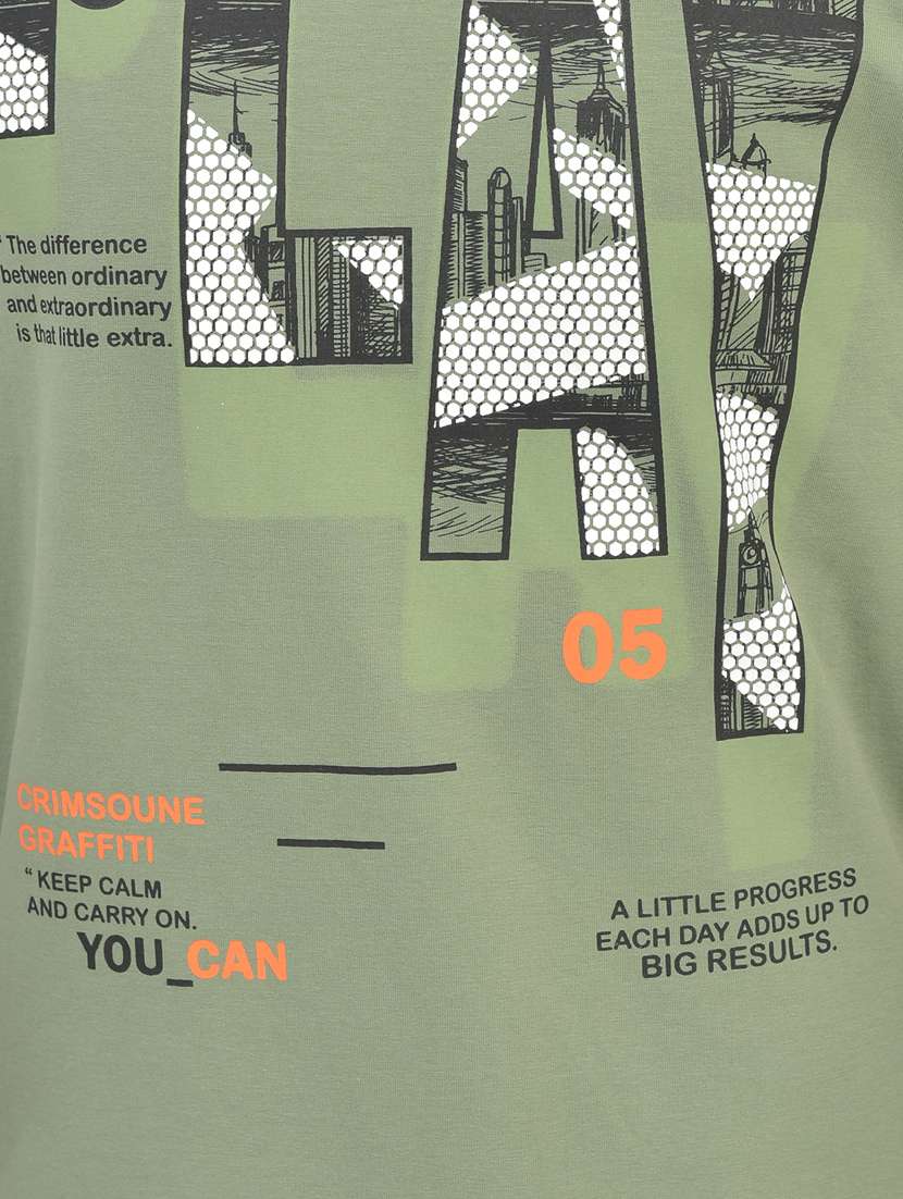 green cotton typographic t-shirt - 20895027 -  Standard Image - 5