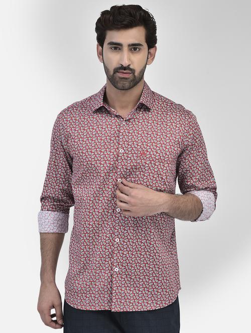 red cotton casual shirt - 20895178 - Standard Image - 0