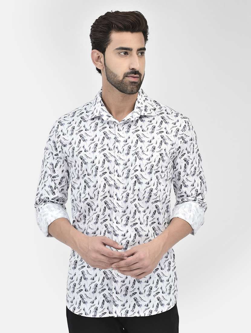 grey cotton blend casual shirt