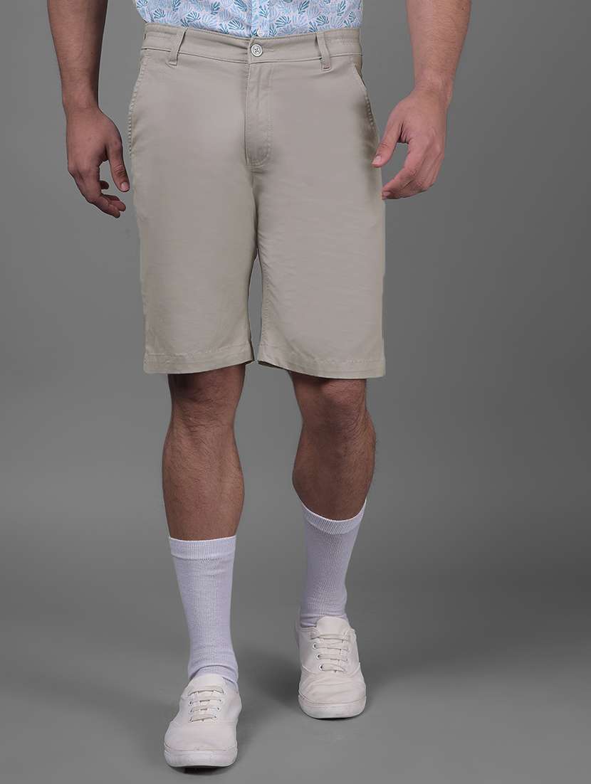 men mid rise cotton shorts