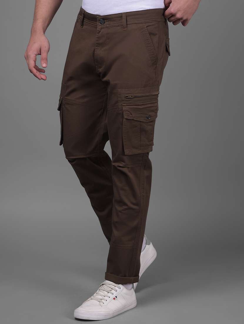 men mid rise cargo casual trouser