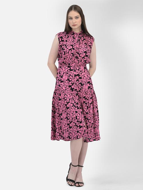 women black floral printed a-line dress - 20895341 -  Standard Image - 0
