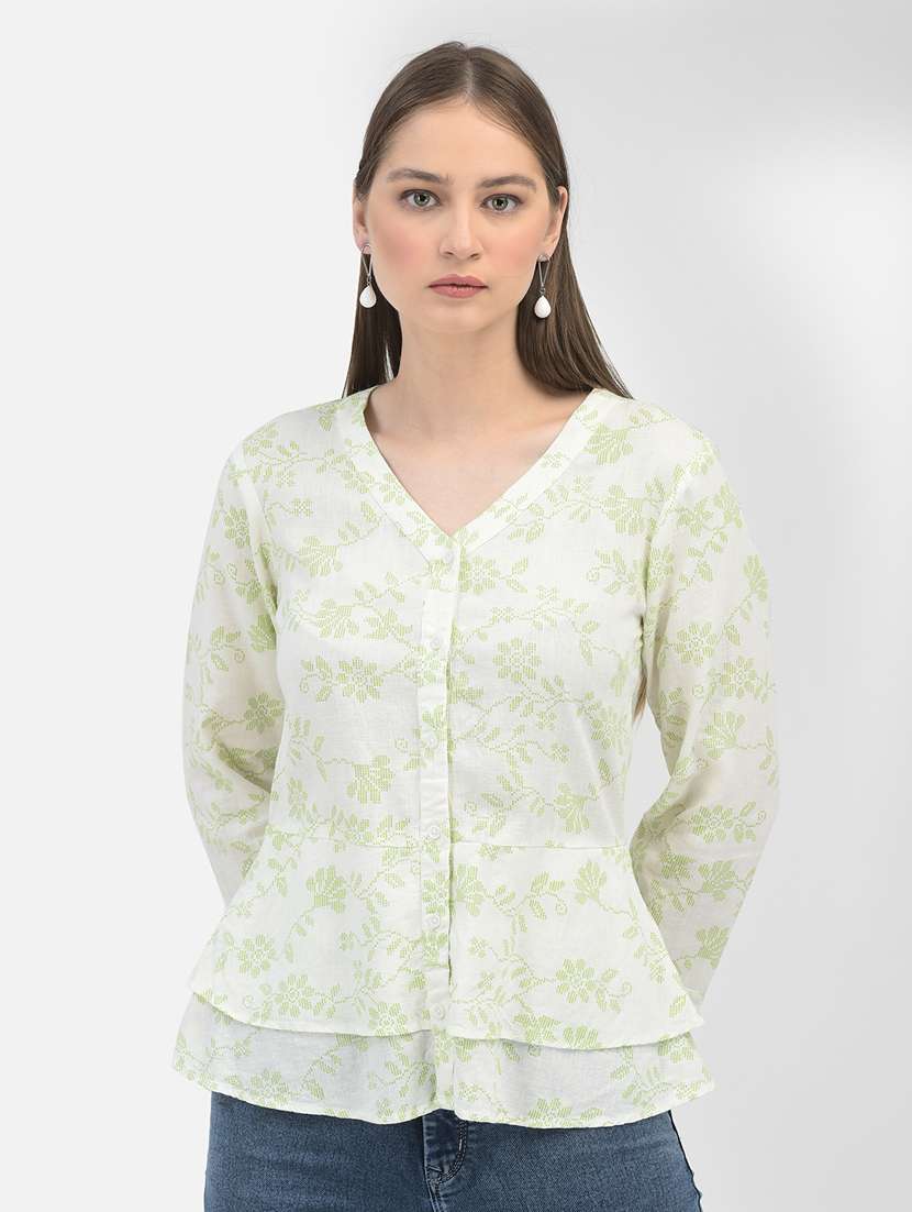 women's geometric floral printed shirt