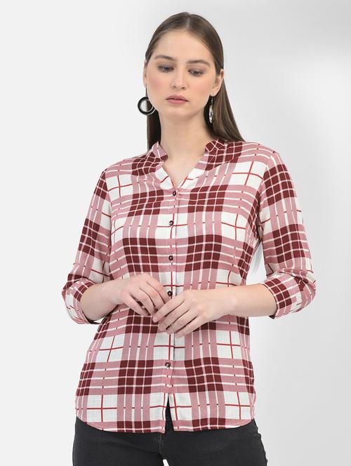check printed high-low shirt - 20895360 - Standard Image - 0