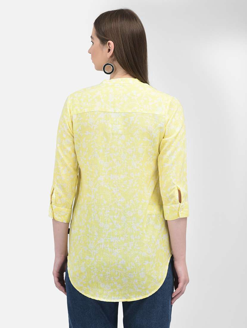 women yellow floral printed regular top - 20895413 -  Standard Image - 3