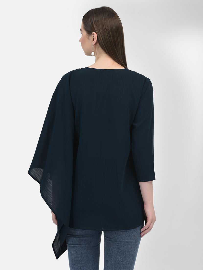 neck embroidered solid color regular top - 20895416 - Standard Image - 3